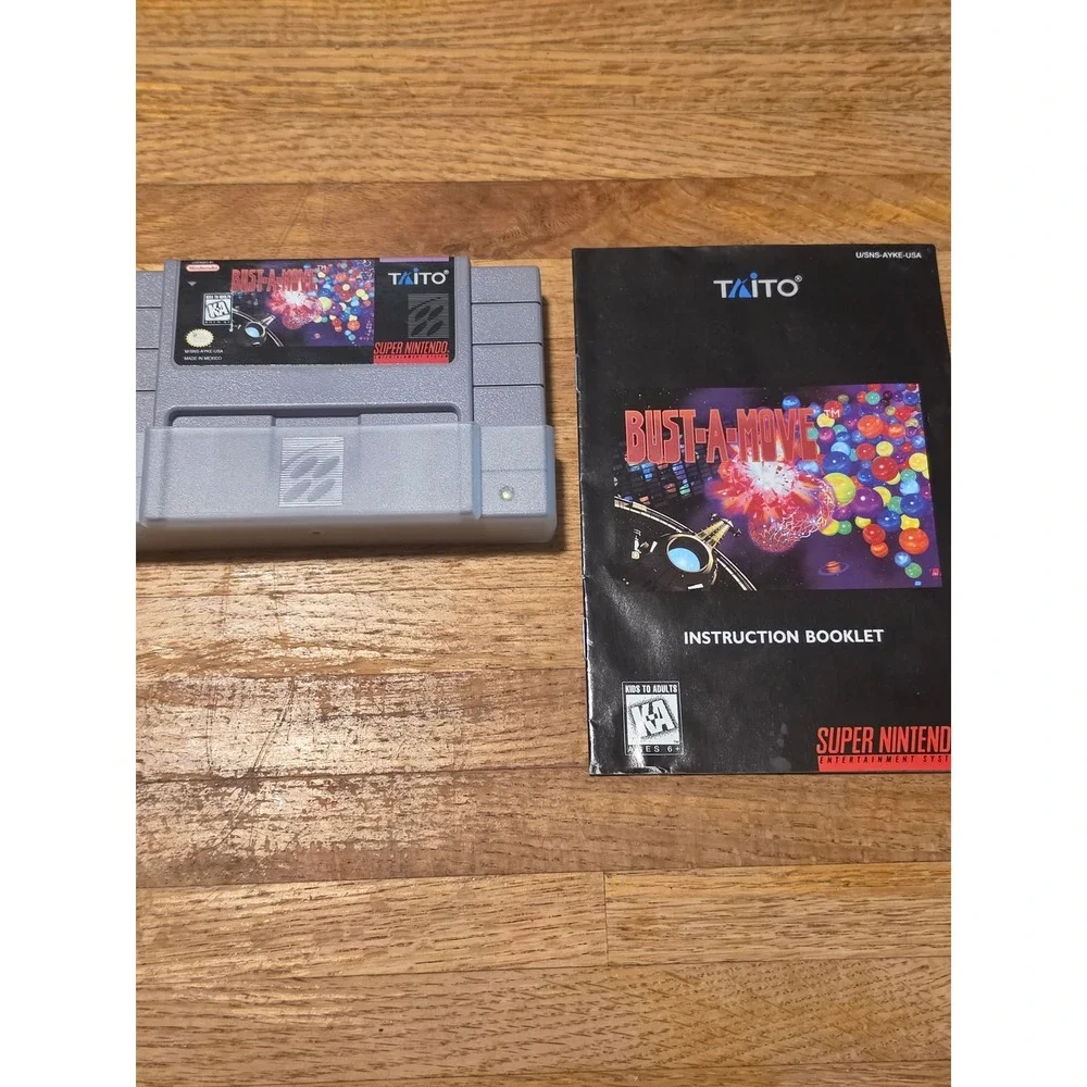 Bust-A-Move SNES Super Nintendo Game Cartridge with Manual Taito SNS-AYKE-USA